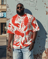 Men's Hawaiian Fashion Lobster All Over Printed Casual Short Sleeve T-shirts